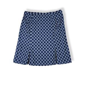 Express Blue and White geometric Print A-line Skirt Small